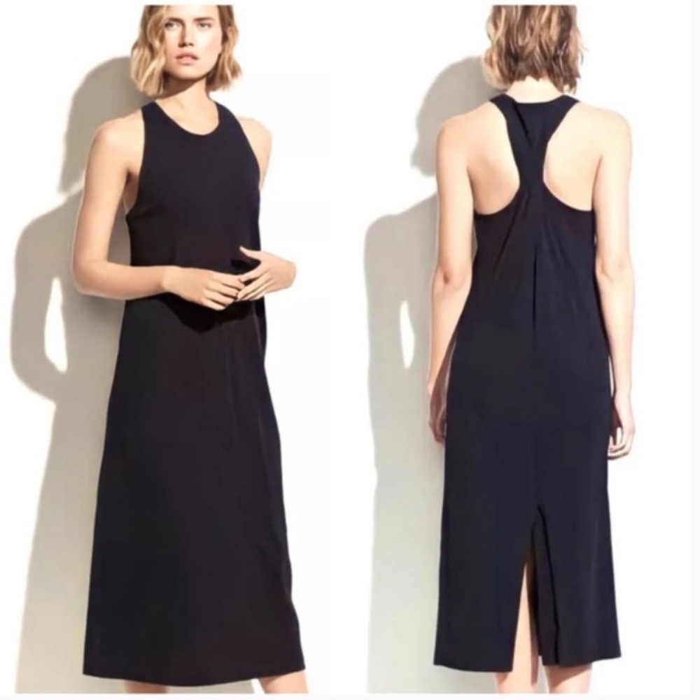 Vince Twist-Back Midi Tank Dress Gray